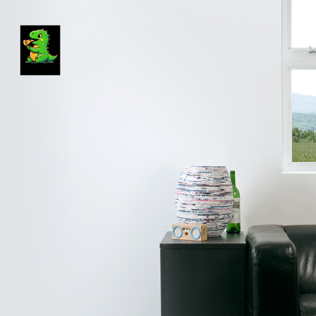 Cute Dinosaur Eating Pizza by logiamerch